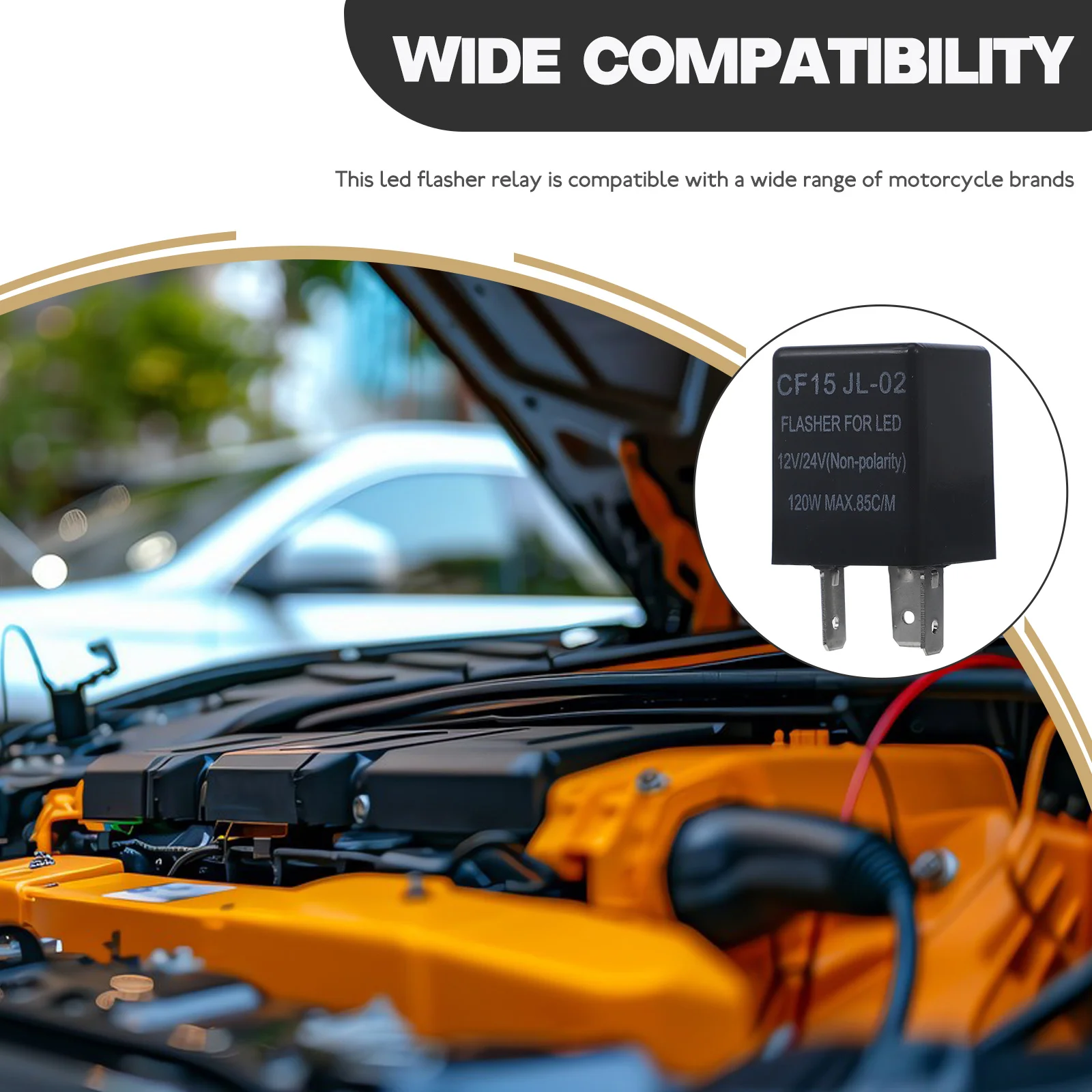 

LED Electronic Flasher Relay 3 Pin Automotive Replacement 12V Car Part Sturdy Relay Enhanced Visibility Motorcycle Compatibility