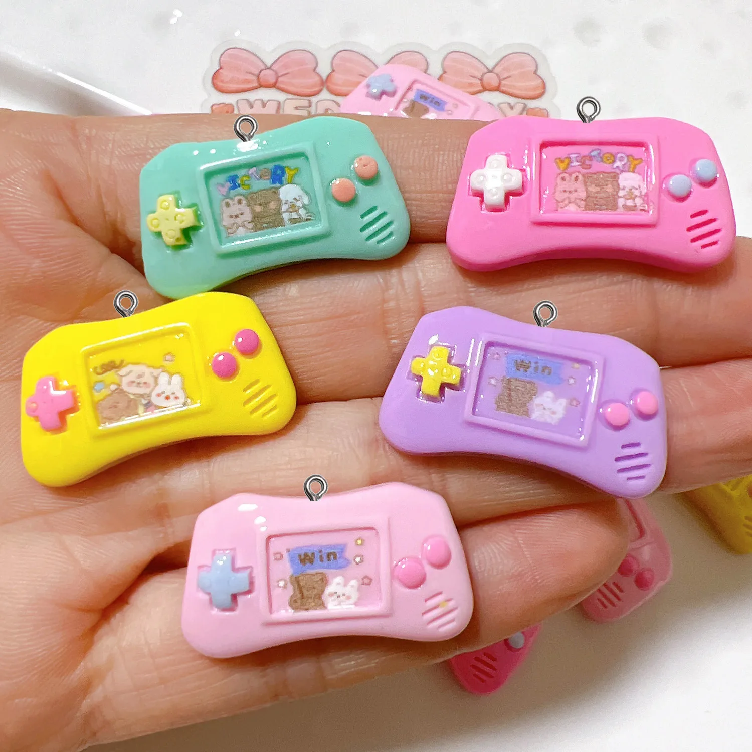 10Pcs Cute Game Console Resin Charms DIY Phone Keychain Bag Pendant Women Earring Necklace Bracelet Jewelry Ornament Accessory