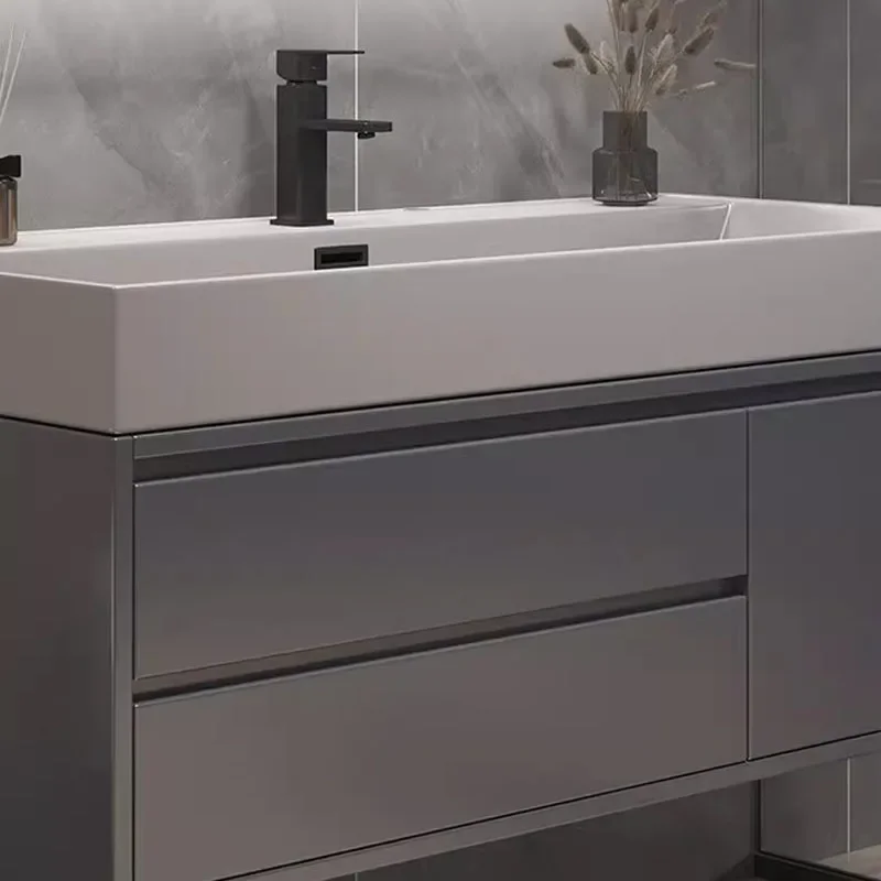 Large Basin Bathroom Cabinet Combination Washbasin Bathroom Rock Integrated Solid Wood Simple Intelligent Room Furniture