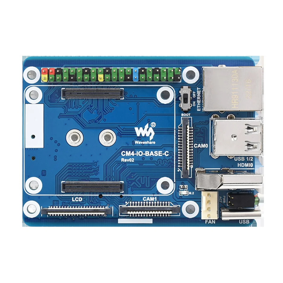 Waveshare CM4-IO-BASE-C Expansion Board for Raspberry Pi CM4 Basic Expansion Board Advanced Version RJ45+M.2 M KEY