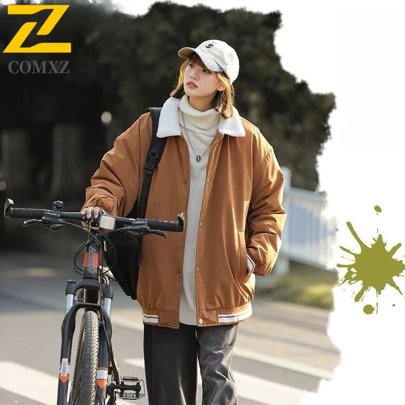 COMXZ Men Parker Coat Contrast Color Lining Ski Street Warm Loose Travel Puffer Jacket High Quality Snow Cotton Padded Jackets