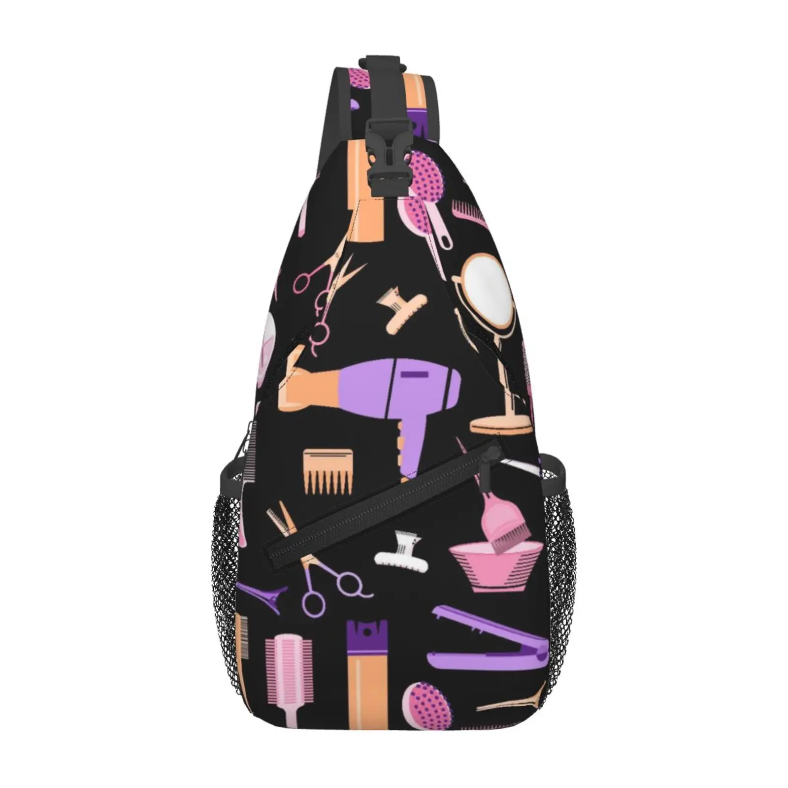 Barber Scissors Hairstylist Salon Series Print Sling Bags unisex Cool Shoulder Crossbody Chest Backpack Cycling Camping Daypack
