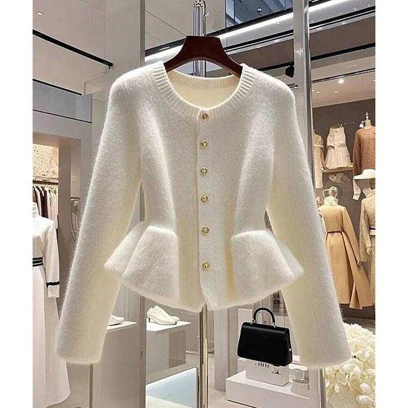 New Sweater Cardigan Women Autumn Winter Women's High Quality Temperament Long Sleeve Waist Knitwear Jacket Female Coat Tops