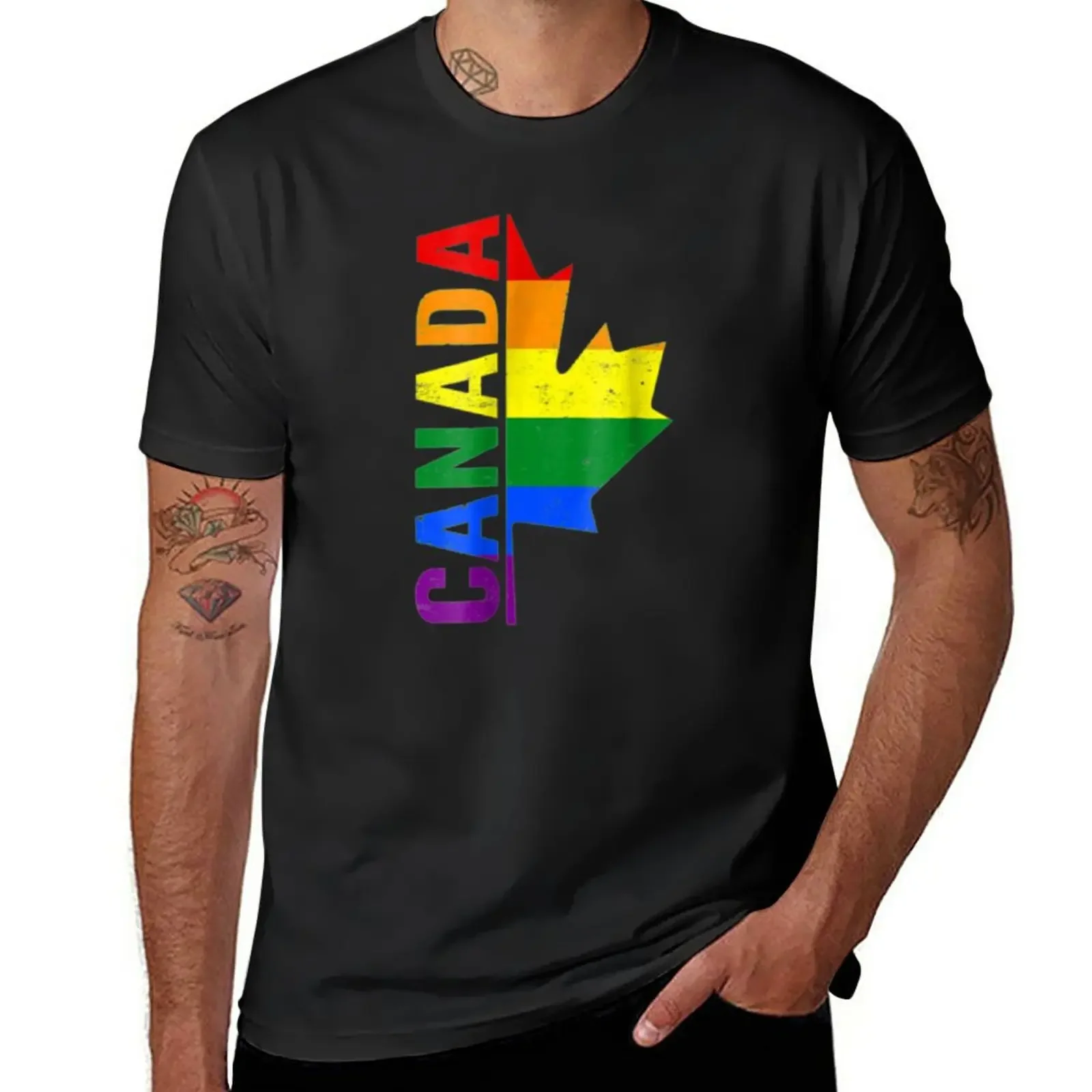 New Canada Day Gay Half Canadian Flag Rainbow LGBT Tsh T-Shirt sweat shirt Oversized t-shirt t shirt man mens t shirt