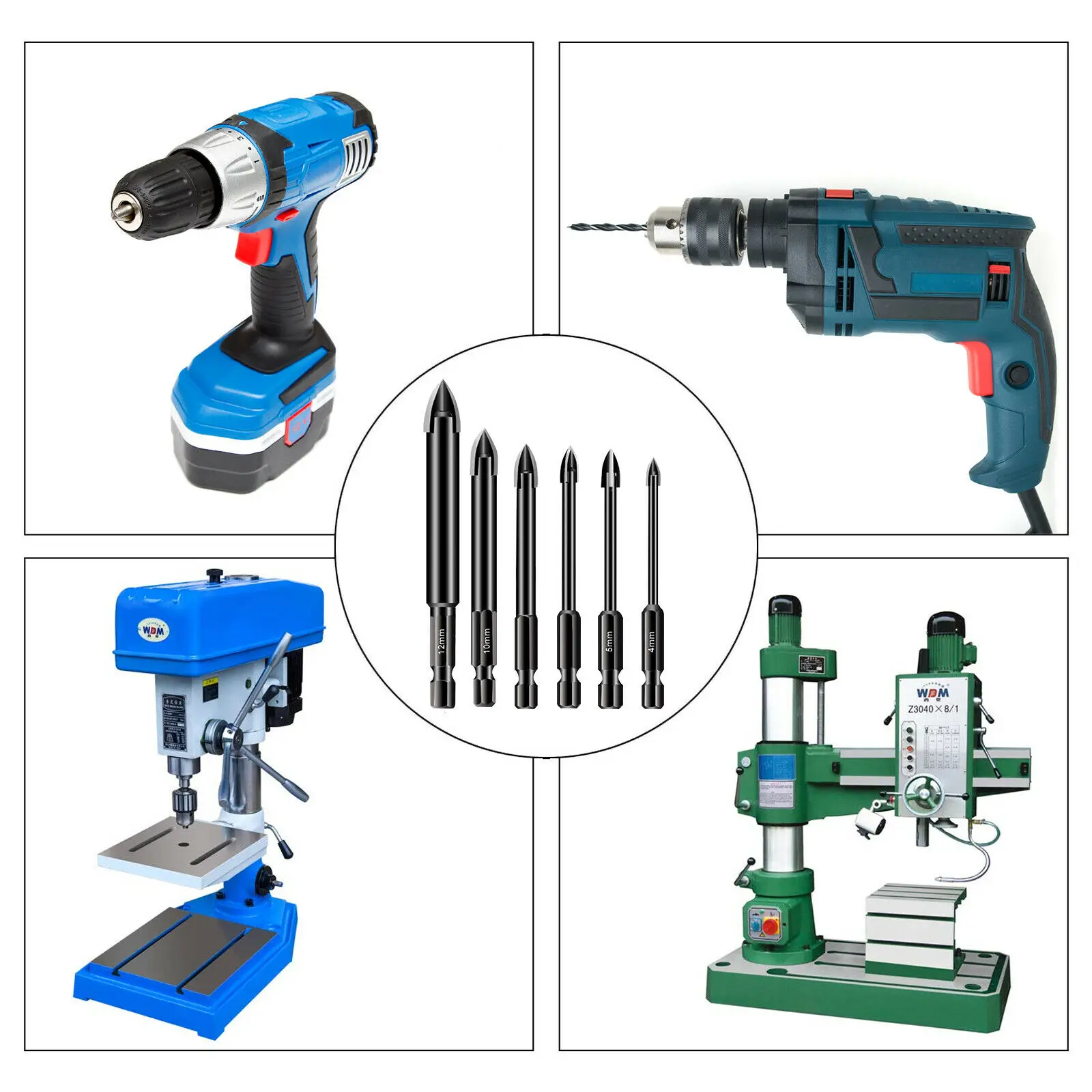 1-12mm Cross Triangle Drill Bit Set Glass Ceramic Tile Drill Bits Wall Concrete Brick Wood Hole Opener Drilling Tools