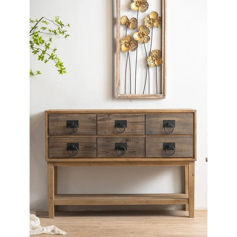 

ountry solid wood drawer creative chest cabinet storage living room storage side cabinet decoration entrance table