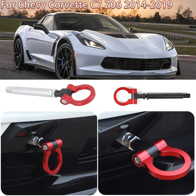 For Chevy Corvette C7 Z06 2014-2019 Car Style Racing Tow Trailer Hooks Front Rear Towing Bars Billet Aluminum Red Black Blue