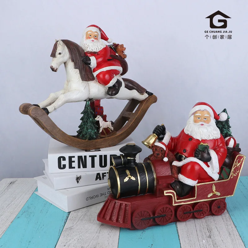 

Creative Wooden Horse Santa Train‌ – Resin Christmas Decor, Festive Party Centerpiece & Gift Set