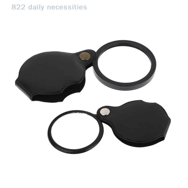 convenientFolding Magnifying Glass Folded Leather Case Portable Handheld Jewelry Loupe 8X Mini Magnification 50/60/70MM