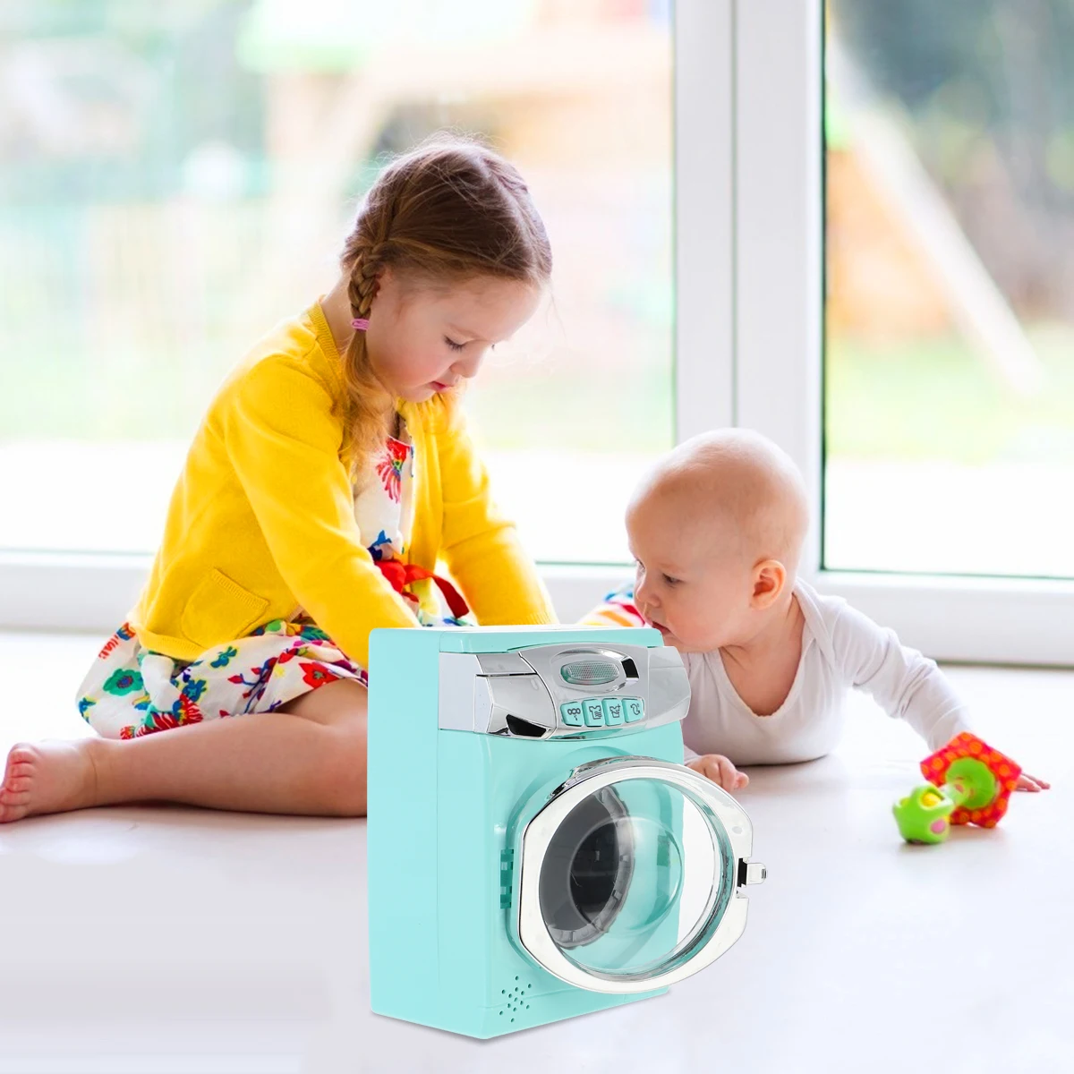 

Simulation Kitchen Utensils Washing Machines Pretend Laundry Portable Blue Childrens Toy Set Plastic Material