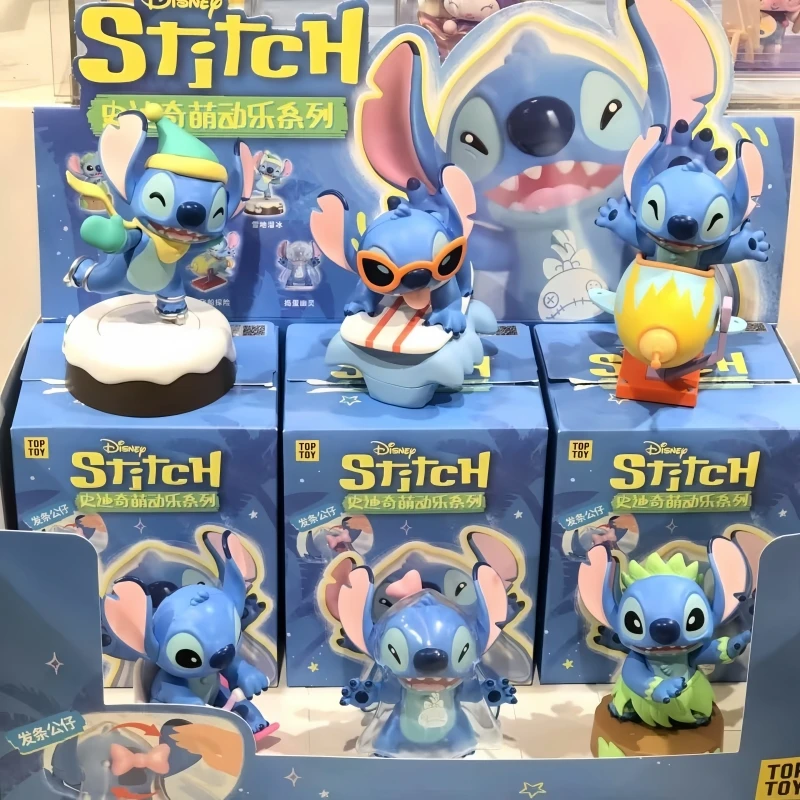 

New Genuine Disney Stitch Germinating Music Series Blind Box Desktop Collection Decor Figurine Doll Mystery Box Toy Kids Gift