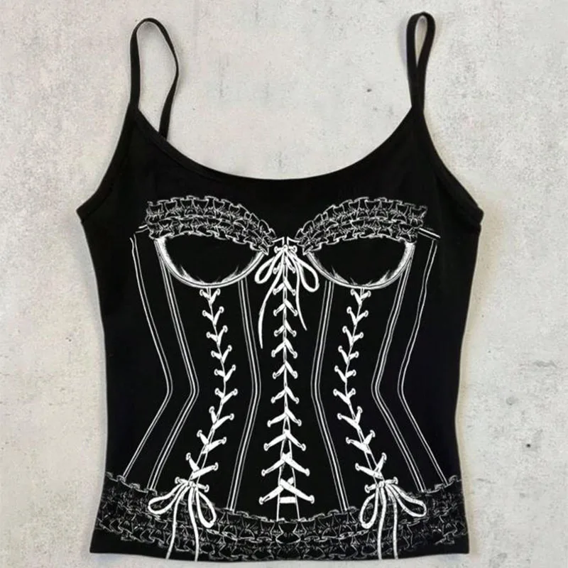 

Women's Sexy Casual Baddie Solid Color Cami Top! New Black Gothic Print, Slimming & Flattering & Versatile