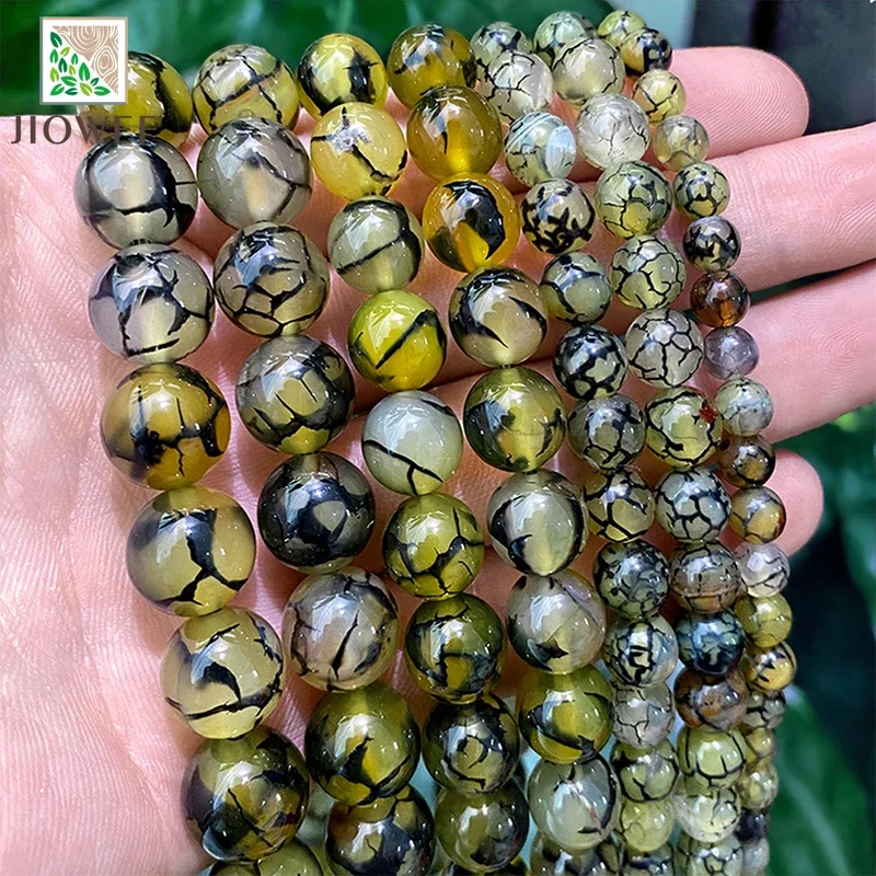 Natural Stone Green Dragon Vein Agates Round Beads for Jewelry Making DIY Handmade Bracelet Necklace 15