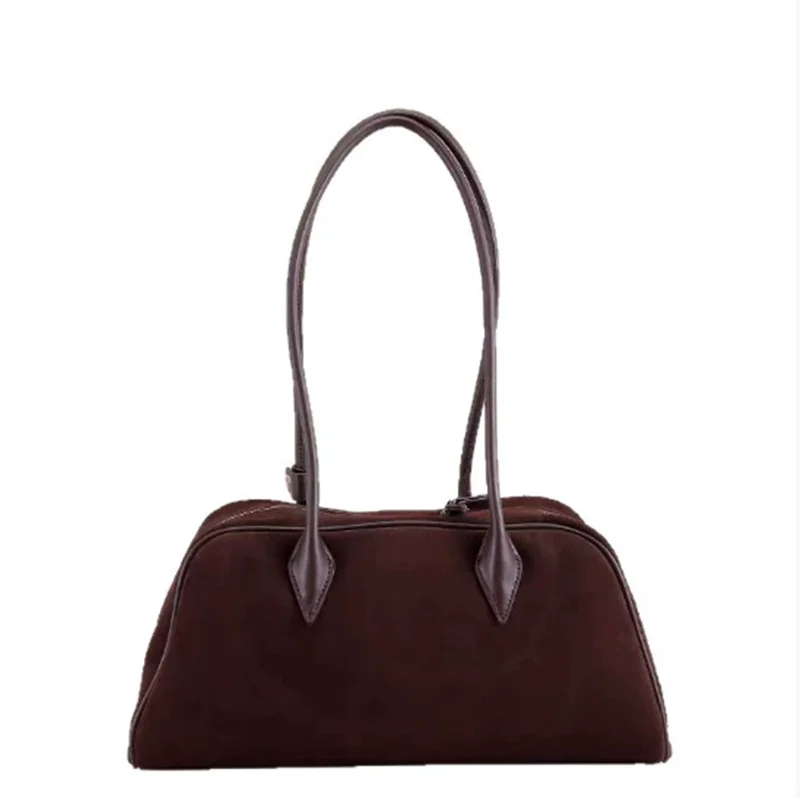 

Зимняя мода 2025 года, женская сумка-тоут из натуральной замши с длинной ручкой, женская сумка на плечо подмышками, большая сумка кофейно-серого цвета