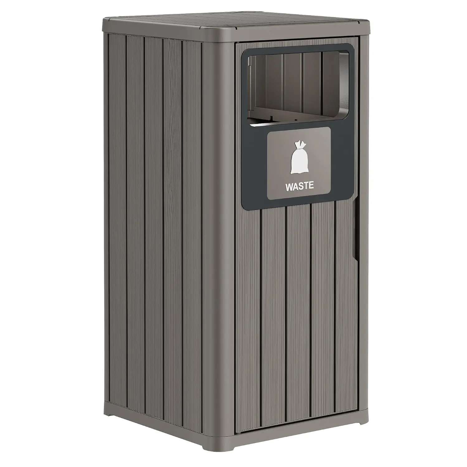 Outdoor Trash Can Waterproof Resin Patio Garbage Can for Outdoor Trash Bin for Patio, Garden, Gray (22 Gallon)
