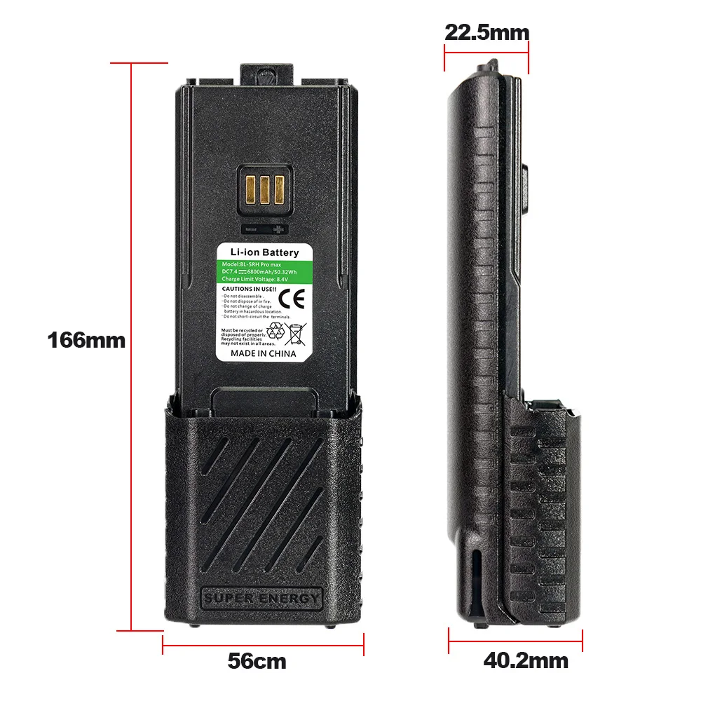 Baofeng BF-K5 Plus Walkie Talkie Li-Ion Batterij 2024 Nieuwe Verbeterde 6800Mah BL-5RH Pro Max UV-5RH Batterijtype-C Opladen Te Vergroten