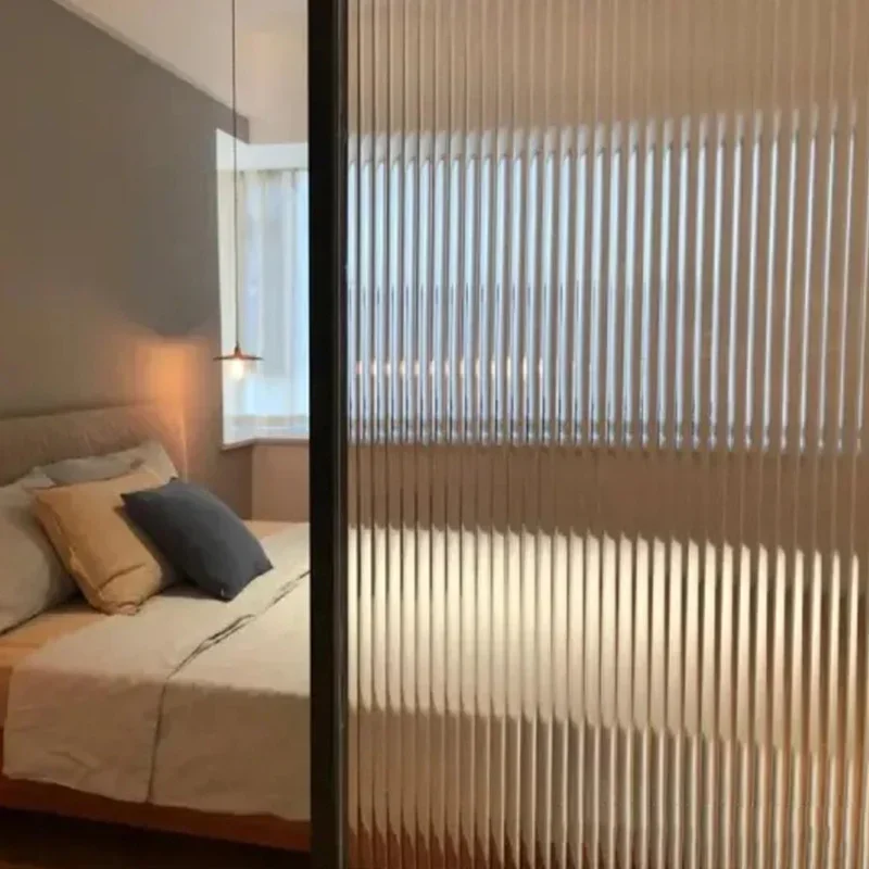 Reeded Glass Window Film, Privacy Film, Frosted Window Vinyl, 3D Decorative Decals, Non Adhesive, Bathroom, Living Room