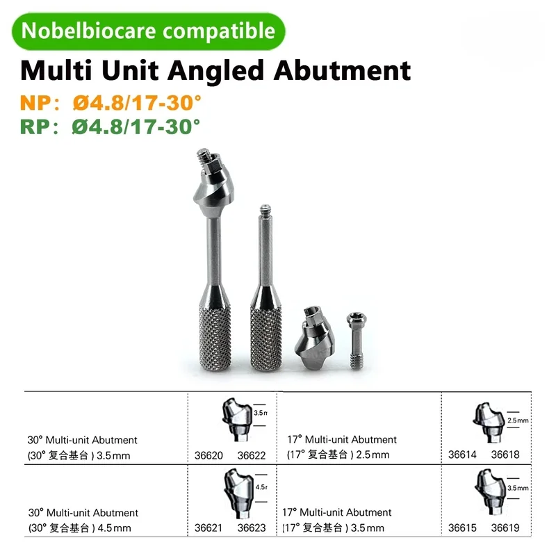 Dental Parts Multi Unit Angled Abutment Nobel Compatible Ti Grade 5 Internal Connection Screw Retained Platform Transfer