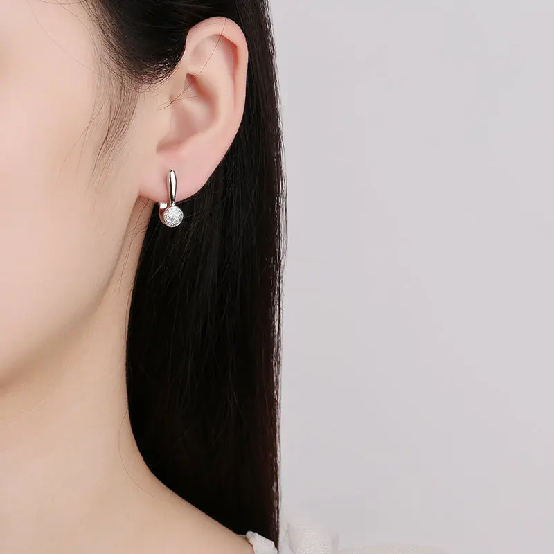 925 sterling silver zircon round bead threaded stud earrings, women's screw twist-off stud earrings, simple and fashion