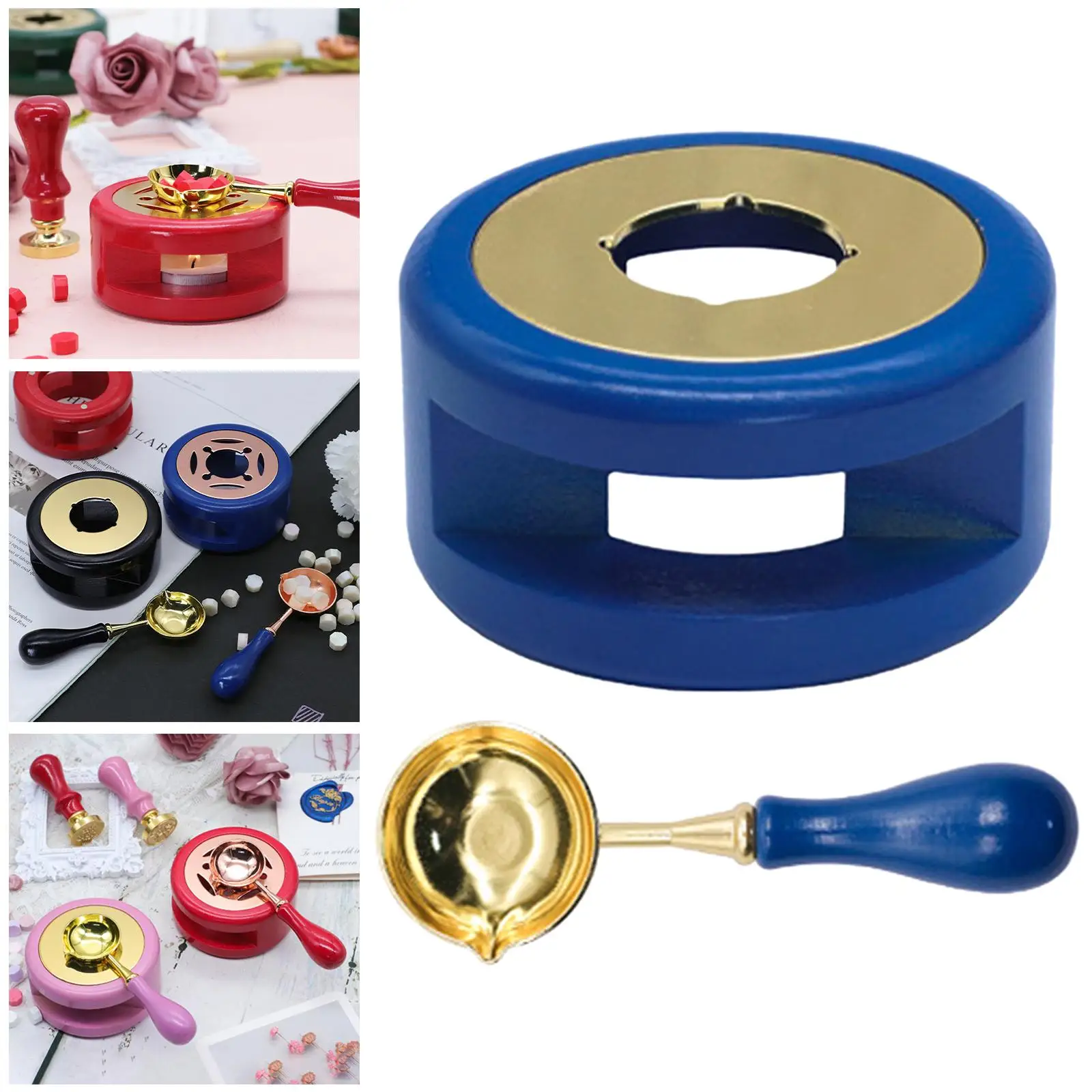Wax Sealing Stamp Wax Melting Furnace Copper Wood Durable Handsfree Heating for Packaging Letters