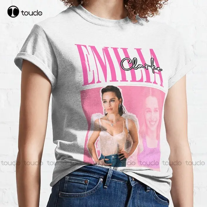 Emilia Clarke Shirt Classic T-Shirt Emilia Clarke Black T Shirt Funny Art Streetwear Cartoon Tee Xs-5Xl Custom Gift New Popular