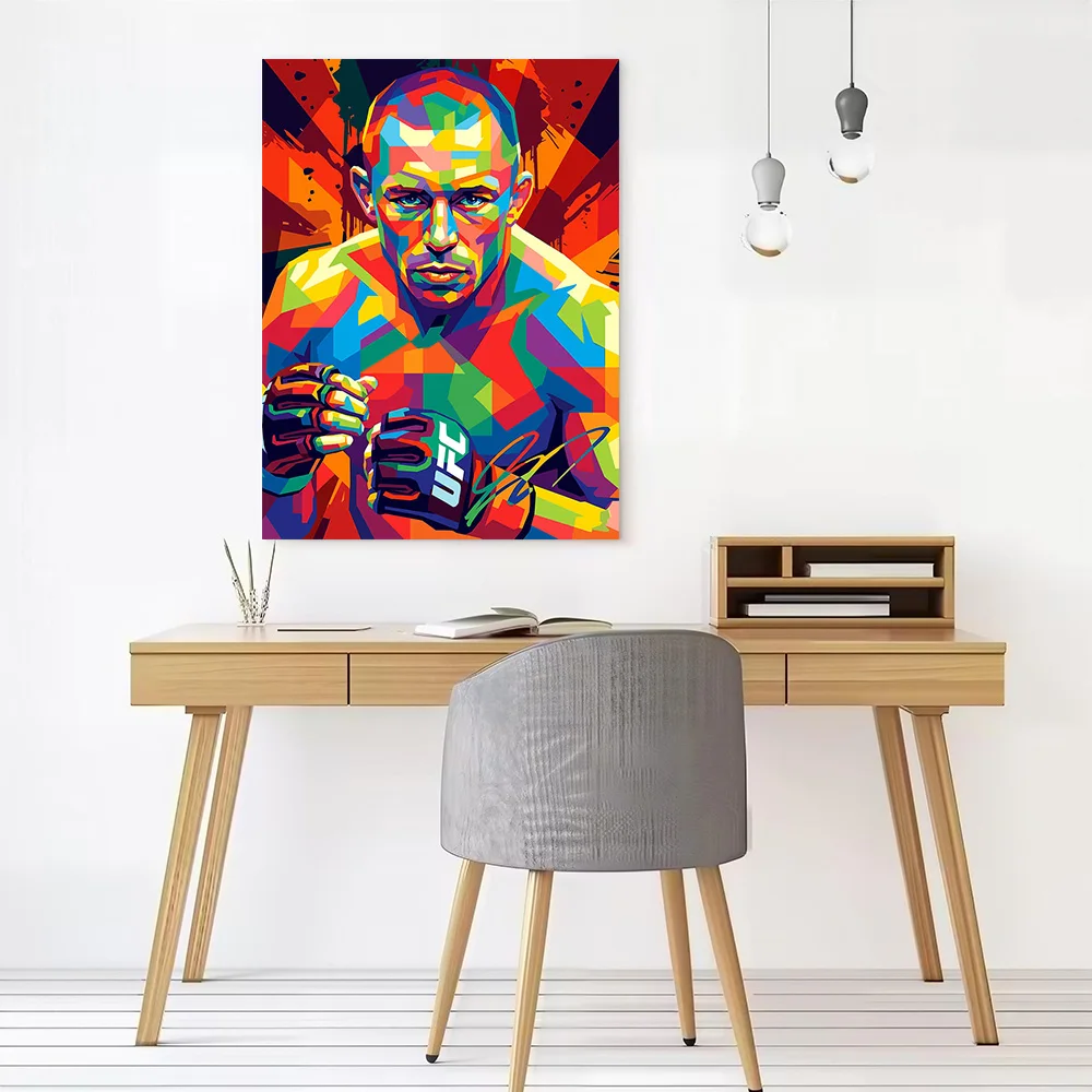 Georges St-Pierre Pop Art Portrait Printed Canvas Poster Custom Pictures Wall Art Canvas Painting for Gamer Decoration Wand Deko