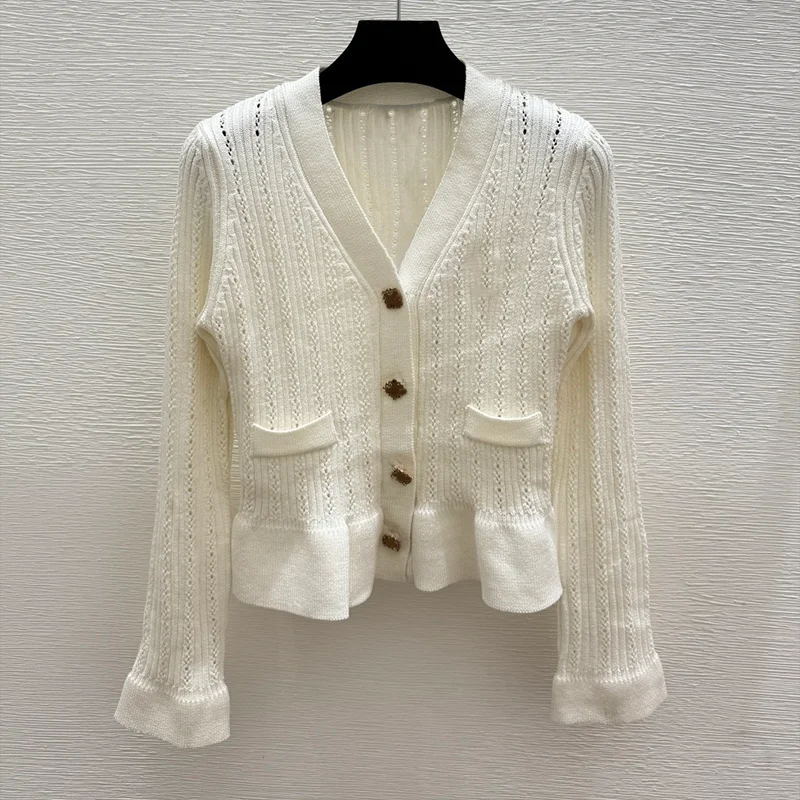 

High-quality women's Korean-style open cardigan with single row of exquisite buttons and elegant woolen sweater 25916183