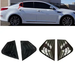 2PCS For KIA Optima K5 2011-2015 Rear Side Window Blinds Louver Cover Trim Frame ABS Carbon Fiber/ Glossy Black