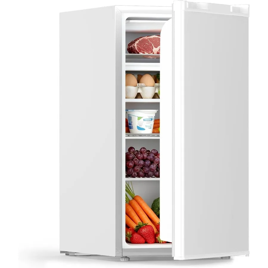 

3.2 Cu.ft Mini Fridge with Freezer Compact Dorm Refrigerator with Reversible Single Door Adjustable Thermostat Energy Saving Pe