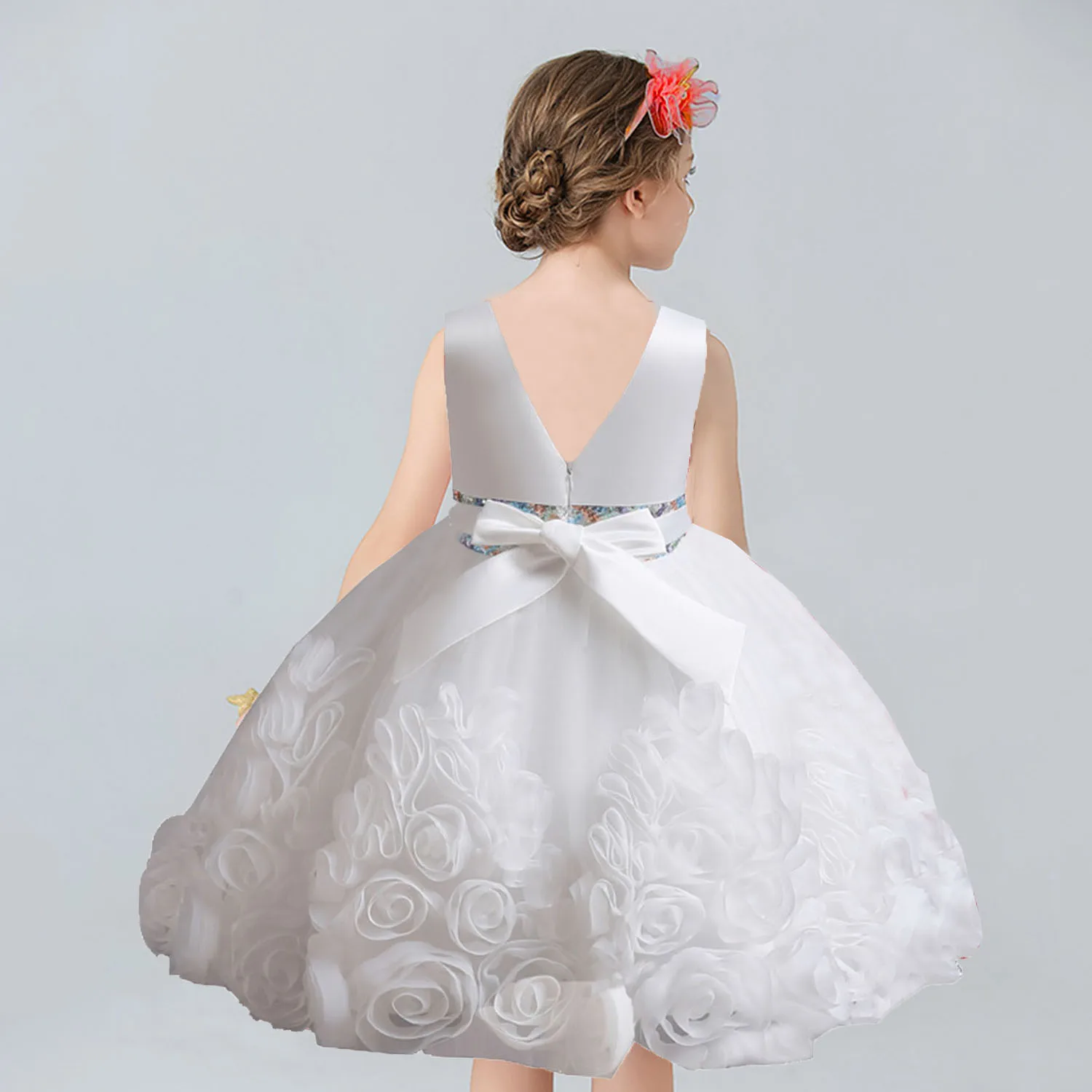 AmyStylish-Little Big Girls Dress, 2-10 Anos, Grande Flor, Menina, Aniversário, Concurso, Festa, Feriado