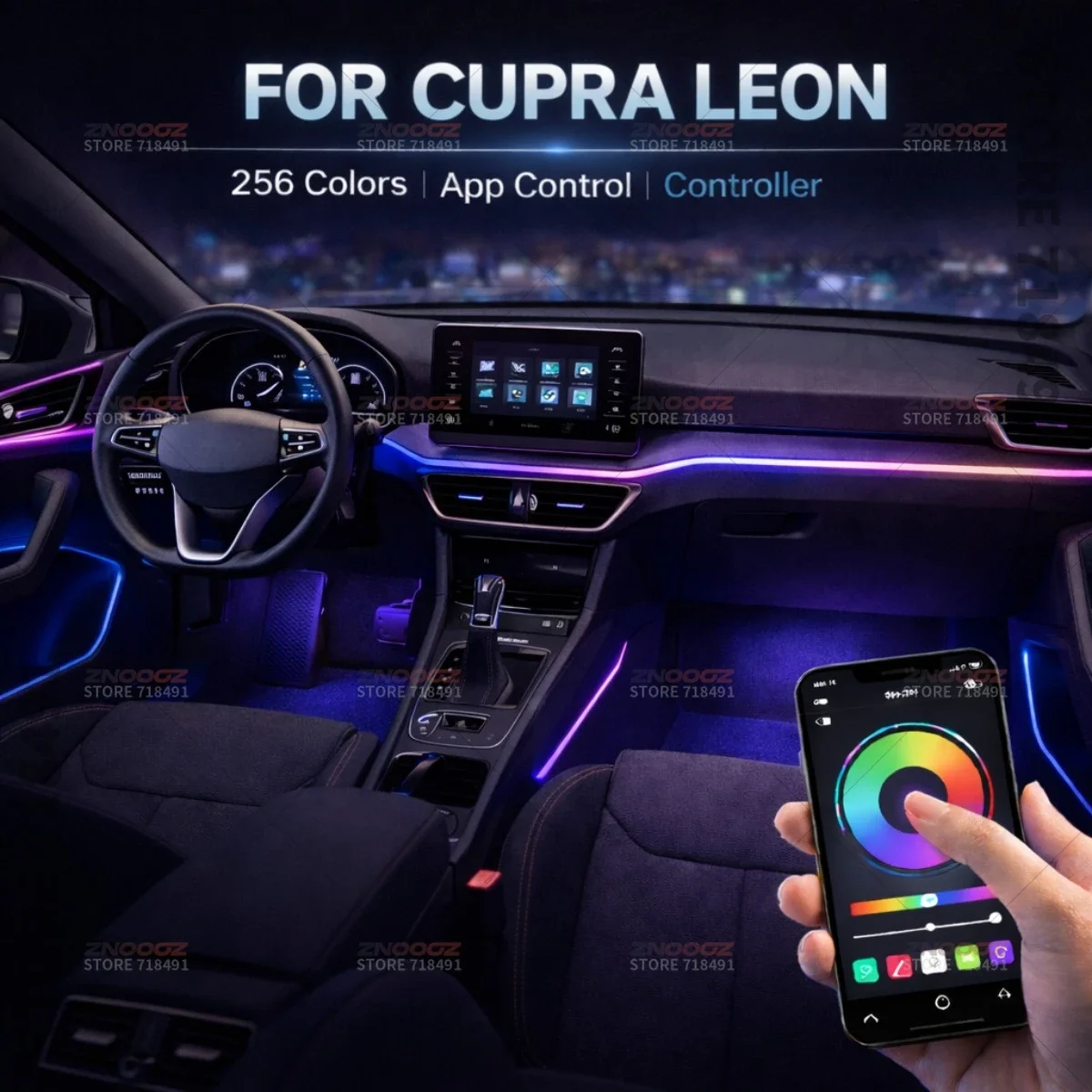 For CUPRA Leon 22in1 RGB Car Interior Acrylic Car Ambient Lights RGB Hidden Acrylic Strip Decoration Atmosphere Accessories