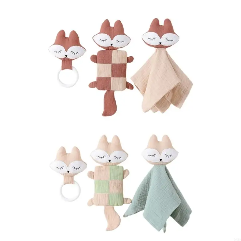 

R66D Прекрасное животное успокаивающее полотенце для ребенка 3pcs Sleep Aid Thette Thette Bib Pacify Toy