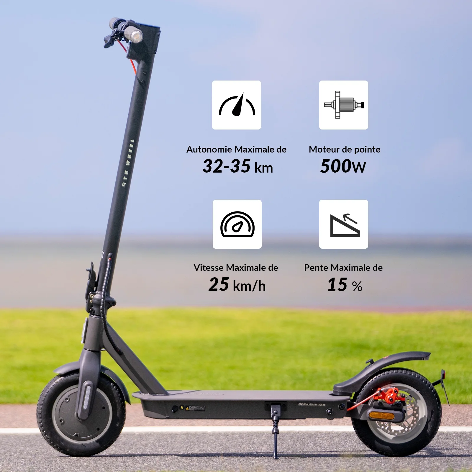 5TH WHEEL Trottinette Électrique Pliable Adulte, Clignotants, Autonomie 32-35km, Roues 10", Puissance Maximale 500W, 36V 8AH