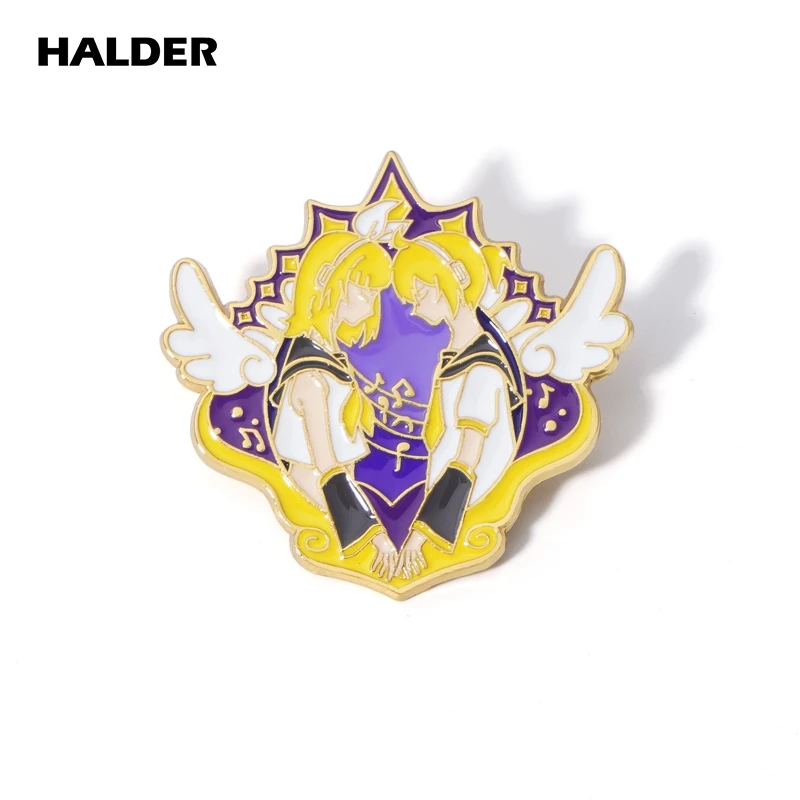 HALDER Kagamine Ren Rin Pin Cute Cartoon Character Alloy Enamel Brooch Collection Cosplay Badge Fashion Jewelry Gift