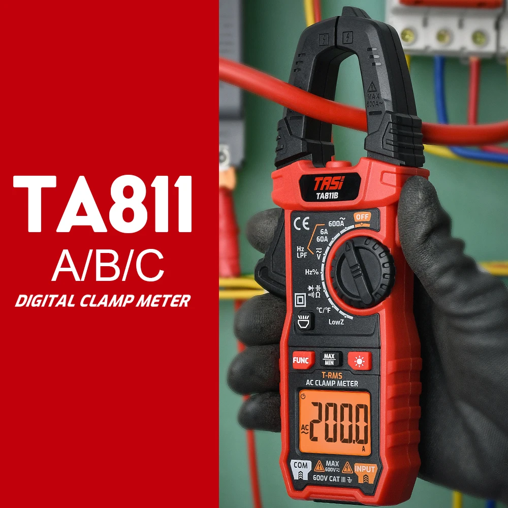 TA811A TA811B TA811C Digital Clamp Meter Multimeter 6000 Counts AC/DC Current Precision Ammeter Capacitance True RMS NCV Tester