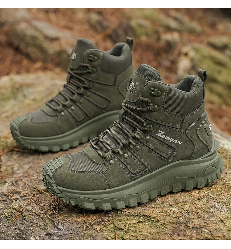 Herren-High-Top-Wanderstiefel in großen Größen, modisch, mit komfortablem Futter, flexibler und dicker Sohle, hervorragendem Grip, geeignet für Outdoor-Wanderungen, Trekking, Camping und andere Aktivitäten. – Detail 19