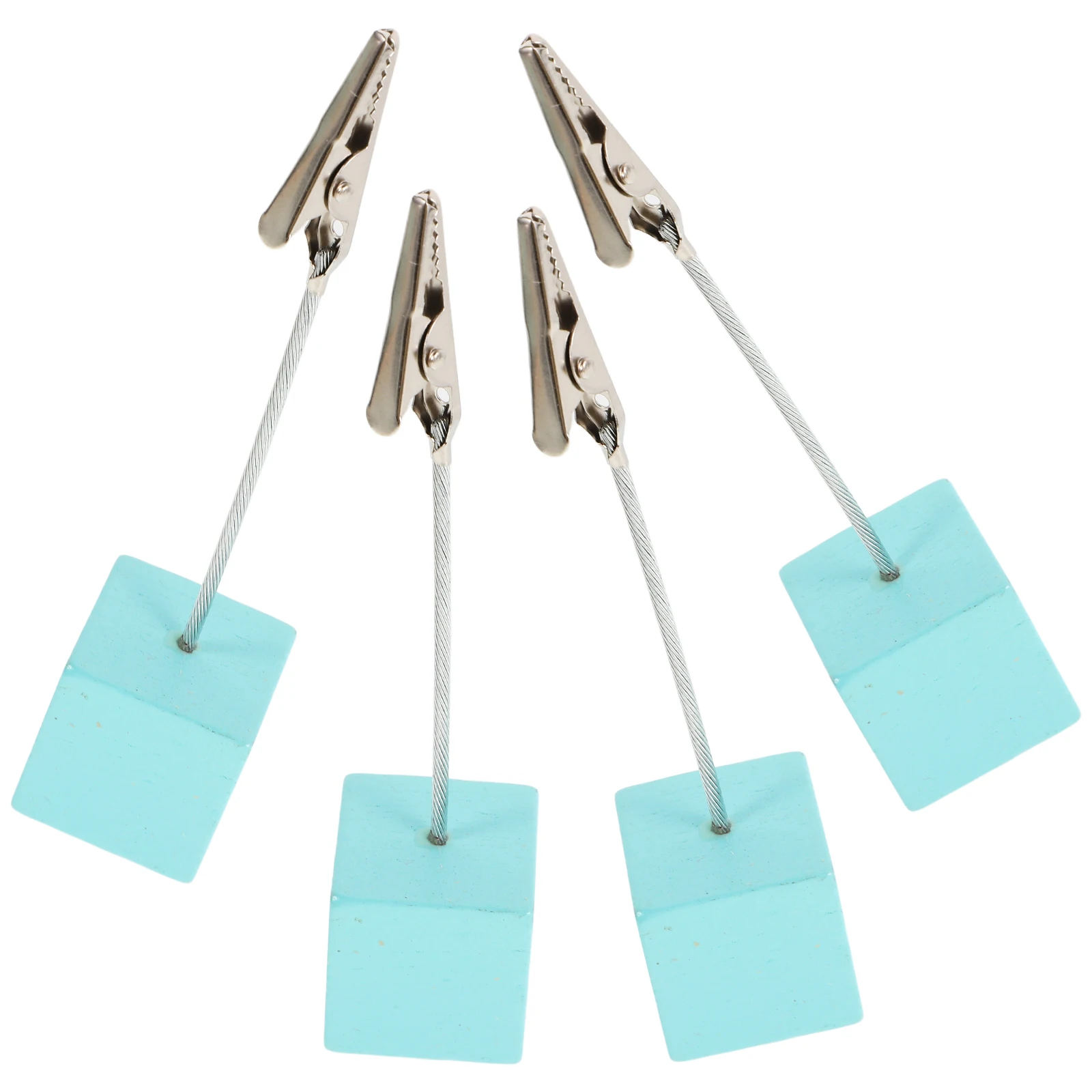 4pcs Memo Folder Material Adjustable Home Decor Sky- Stand Place Holders Table Sign Photo Paper Clip