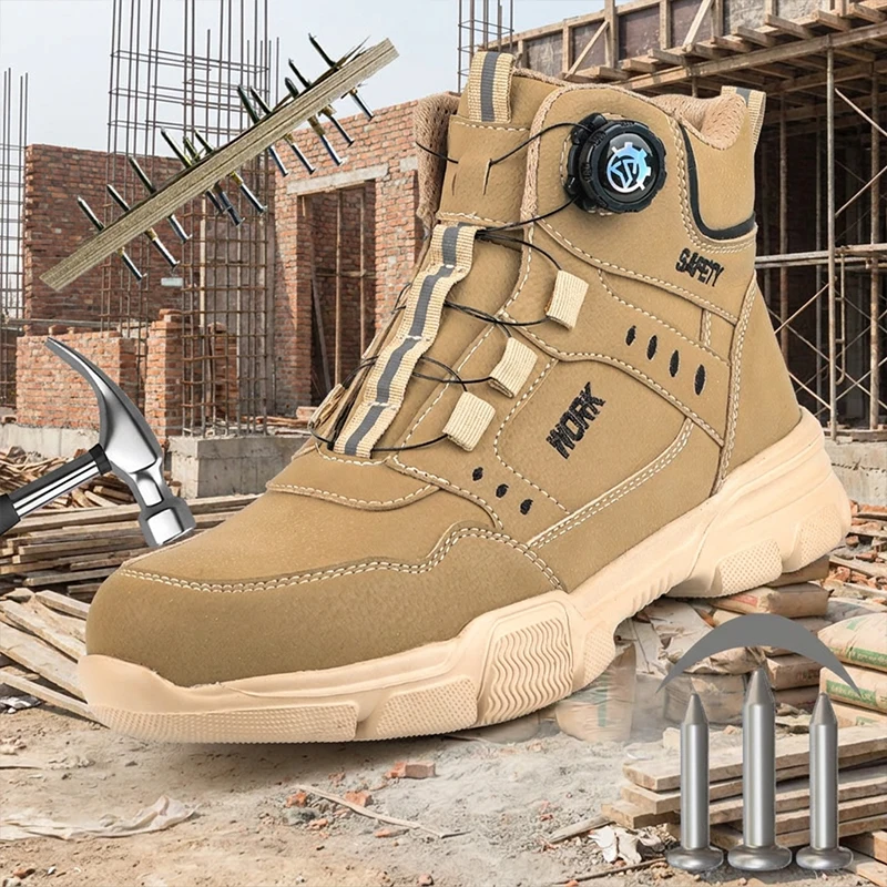 Knopfverschluss-Sicherheitsschuhe, stoß- und durchtrittsichere Schutzschuhe, Arbeitsschuhe für Holzarbeiter und Bauarbeiter – Detail 9