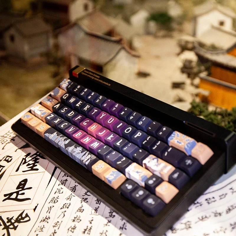 

Guofeng theme MDA height keycap black purple/blue powder gradual change color five-sided hot sublimation small full set