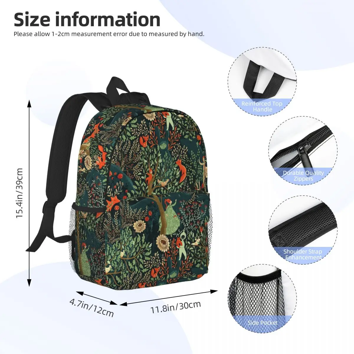 Whimsical Wonderland Backpack Student Boys Girls BookBag Men Women School Bag Computer Shoulder Bags