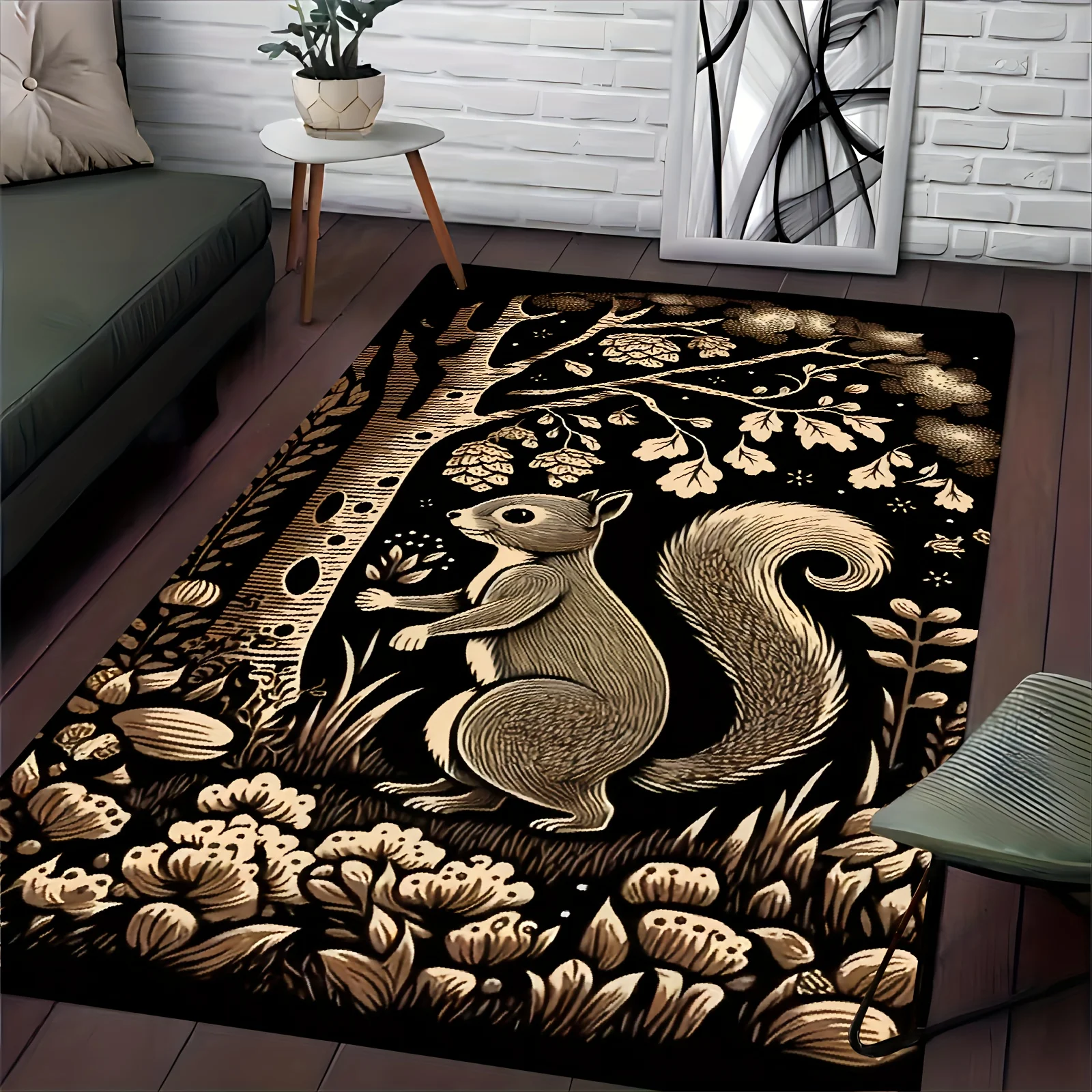 Squirrel‑Printed Rug, Animal Decor for Entryway, Bedroom, Living‑Room & Indoor Home Use