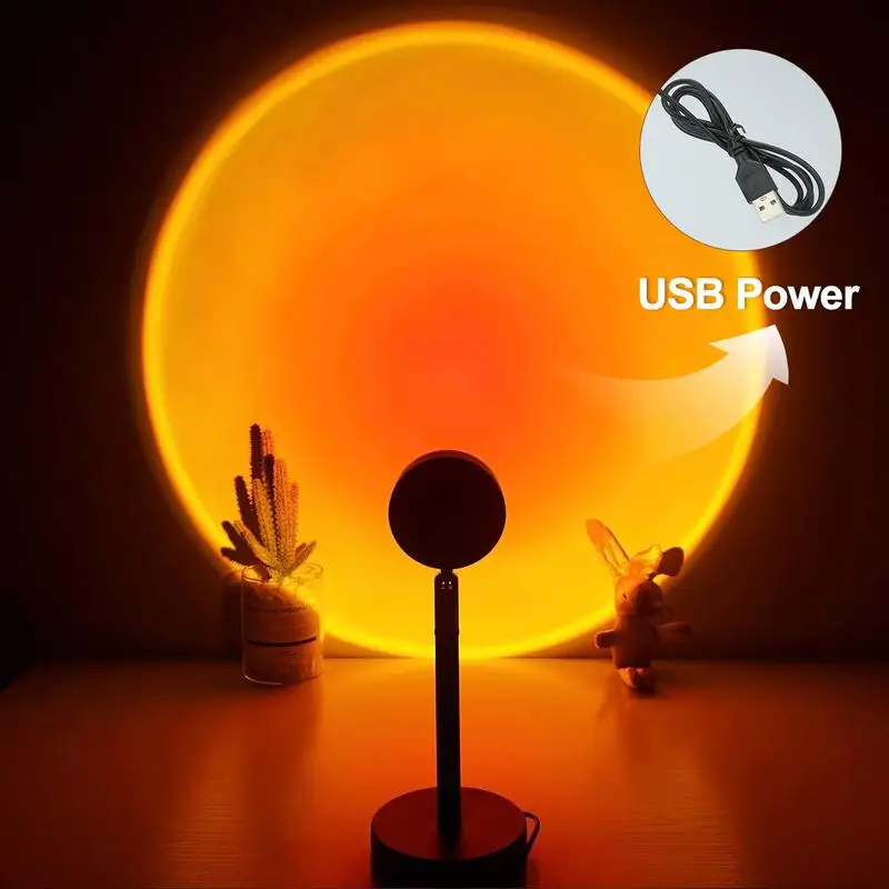 Fall Sunset Lamp Projector Light 180° Adjustable Sunset Mood Lamp, 4 Modes, Remote Control RGB Ambient Night Light for Bedroom,
