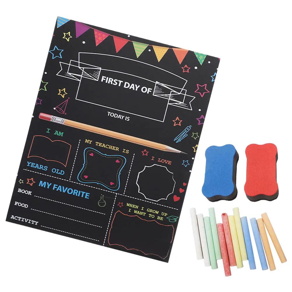 

1Set Small Lightweight Chalkboard for Home School Use Smooth Edges Safe Design First Day of Preschool Sign Kids Educational