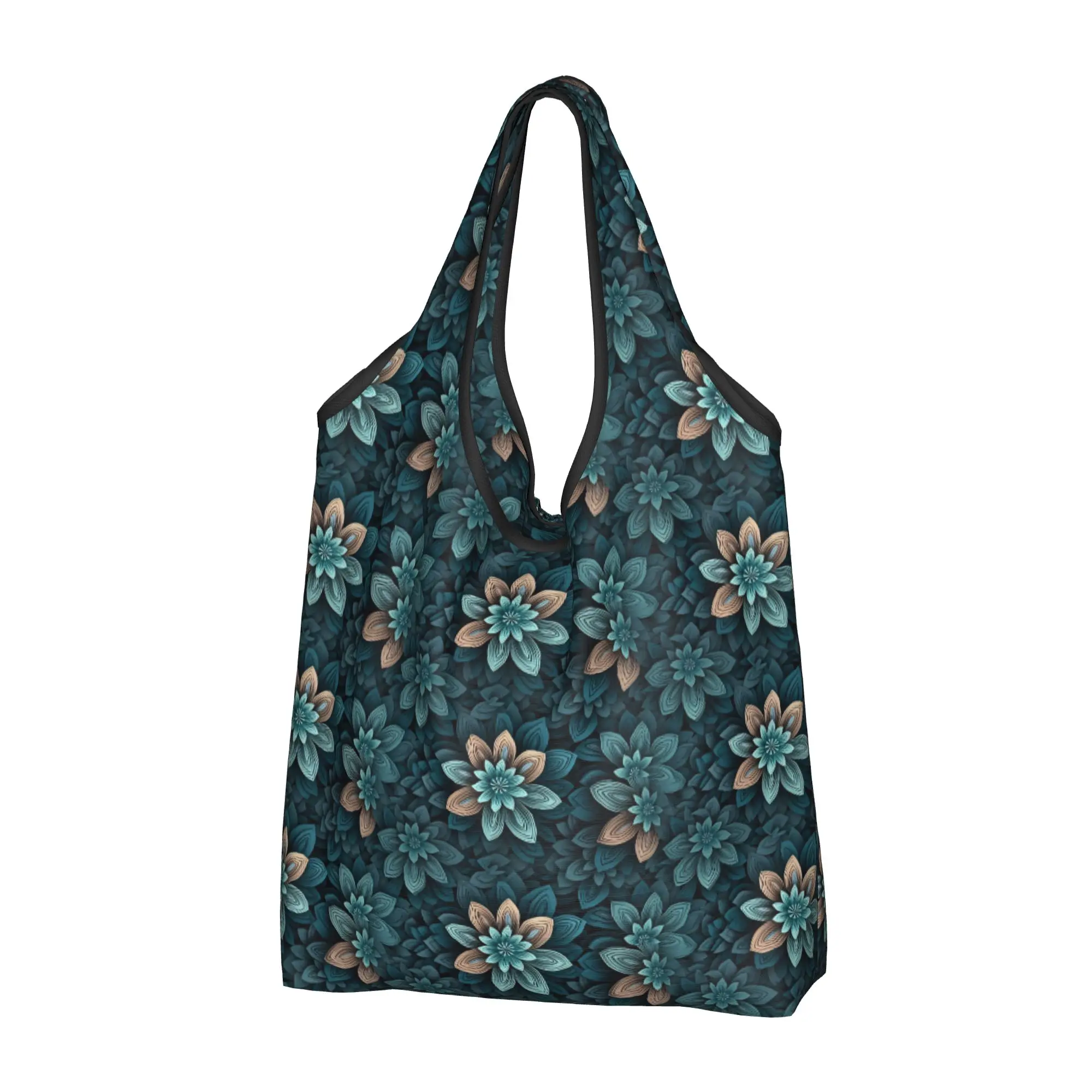 Custom Fashion Trend 3D Flowers Shopping Bags Women Portable Large Capacity Groceries Luxury High 3D Floral Tote Shopper Bags