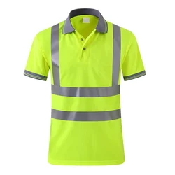 Custom LOGO T-Shirt for Men Work Safety Vest Fluorescent Yellow Workwear Vest Safety Volunteer Uniform