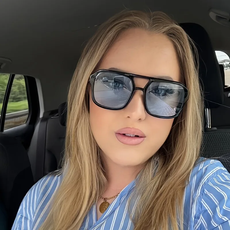 1 Stück Damen-Doppelbrücken-Piloten-Sonnenbrille, stilvolle Alltagsbrille für Reisen, Strand und Partys