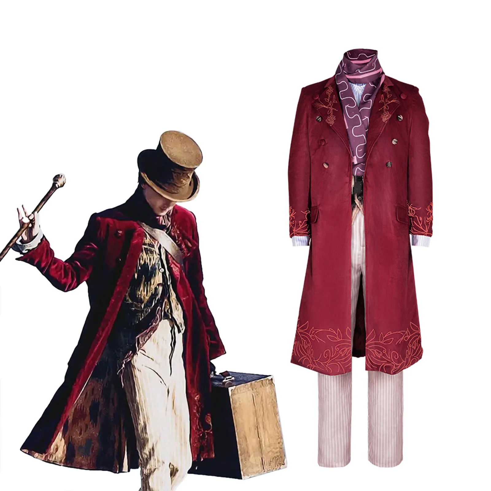 Movie The Chocolate Factory Cosplay Costume Uniform Coat Charlie Johnny Depp Outfit Halloween Carnival Clothes with Tie