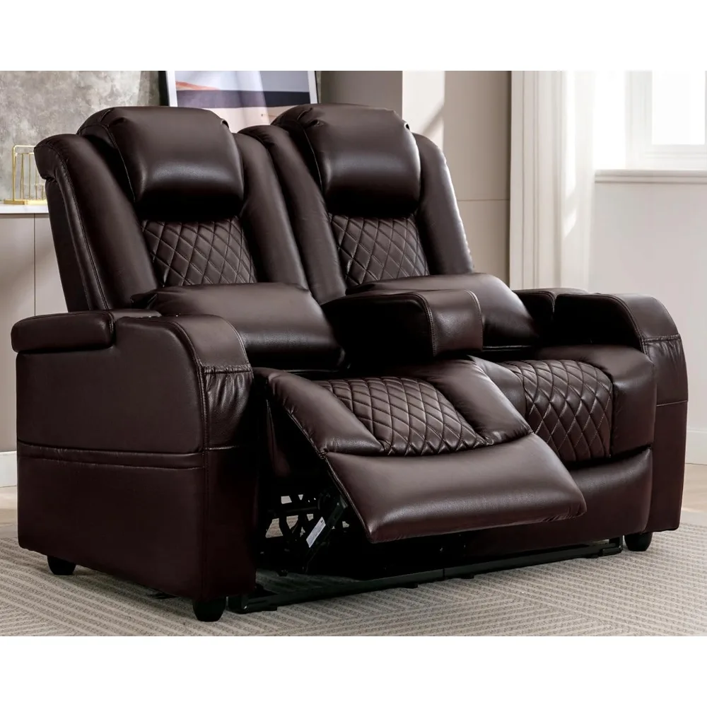 

57" Loveseat Recliner Chair, Home Theater Seating with 3 Arms and 2 Pillows, Wall Hugger Recliners & 135° Reclining Sofa