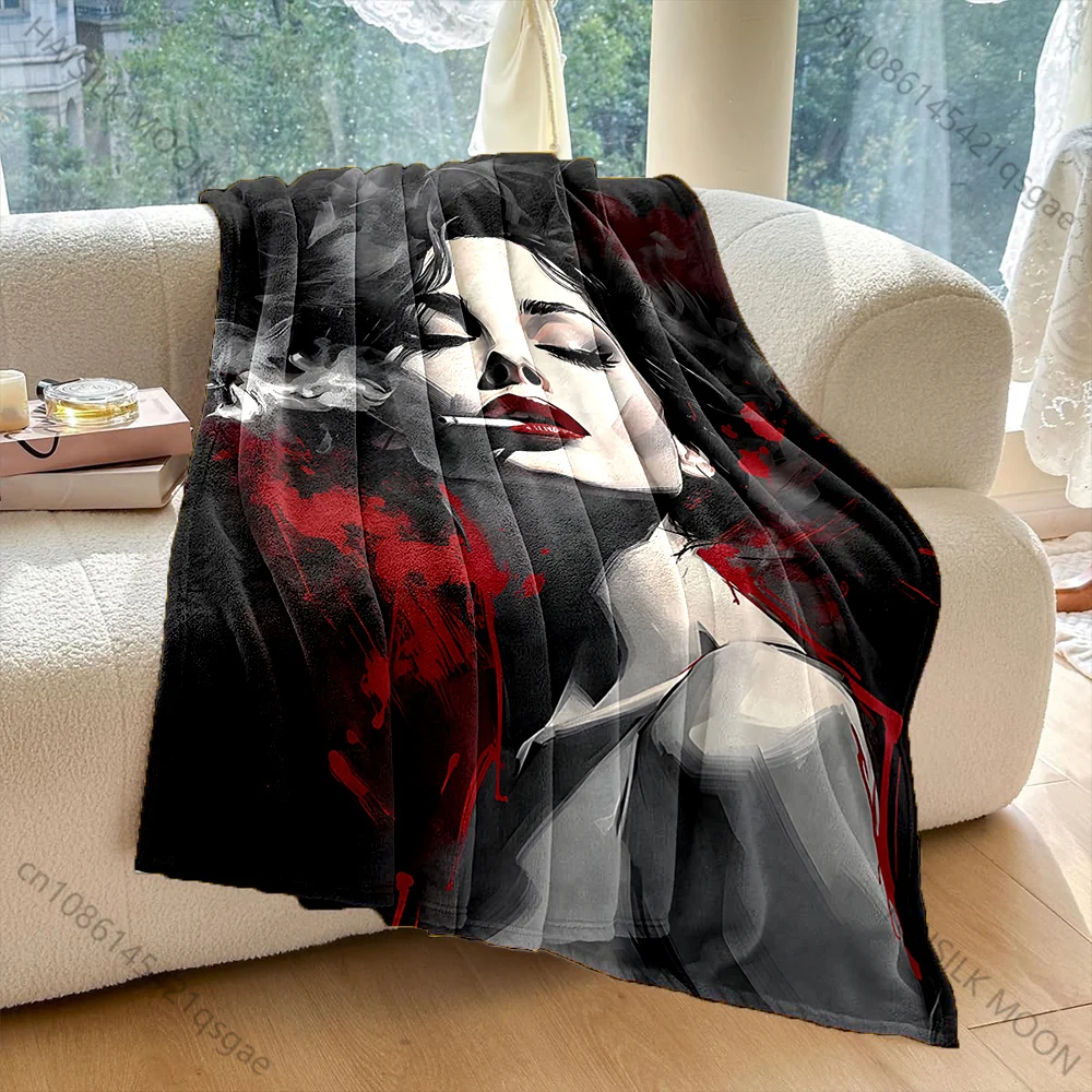 

1 шт., черно-красный плед с абстрактным рисунком, теплый плед для взрослых и детей, мягкий и удобный, подходит для дома, путешествий, автомобиля, на все времена года.