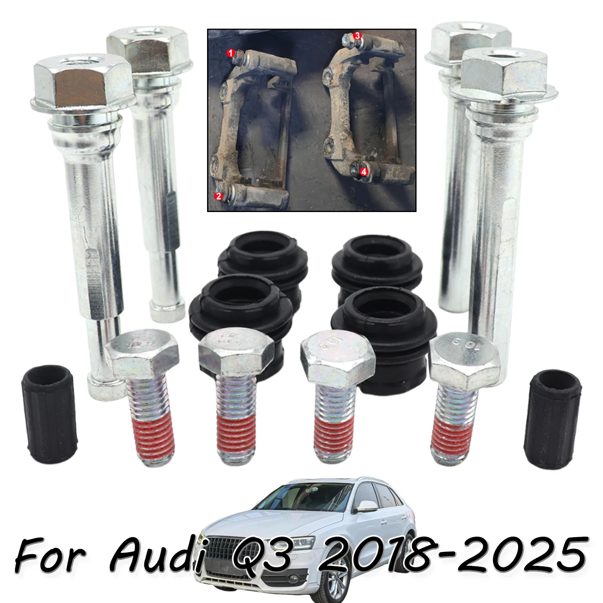 

Front Left Right Brake Caliper Cylinder Slider Guide Pin For Disc Housing Bolts Rubber Bushing Boot Seal Kit For Audi Q3 18-25